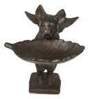 Cast Iron Rustic Western Butler Flying Winged Pig Carrying Leaf Jewelry Dish