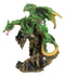 Fantasy Three Headed Green Dragon Hydra Perching On Ancient Tree Figurine 5"H