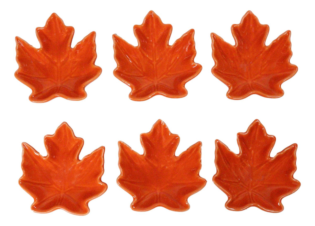 Orange Momiji Maple Leaf Porcelain Condiment Sauce Dishes Or Bowls 2oz Set of 6