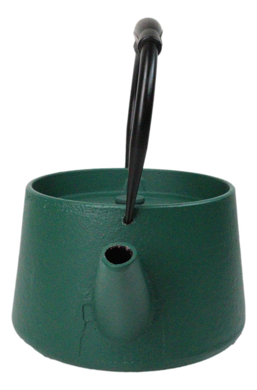 Matte Green Modern Straight Edge Design Tetsubin Larger Cast Iron Teapot 33oz