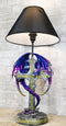 Purple Iridescent Dragon With Silver Celtic Knot High Cross Crystal Table Lamp