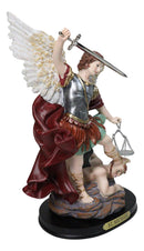 Saint Michael Archangel Defeating Satan With Sword And Justice Scales Statue 12.5"