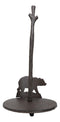 Rustic Cast Iron Western Forest Black Bear Strolling Paper Towel Holder Stand