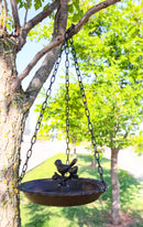 Cast Iron Love Bird On Branch Sunflower Basin Hanging Garden Bird Bath Feeder