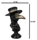 Black Death Era Bubonic Plaque Doctor Head Bust With Raven Mask Sculpture 12"H