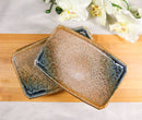 Set Of 4 Japanese Sunaji Kairagi Curved Rectangular Sushi Yakitori Plates 7"L