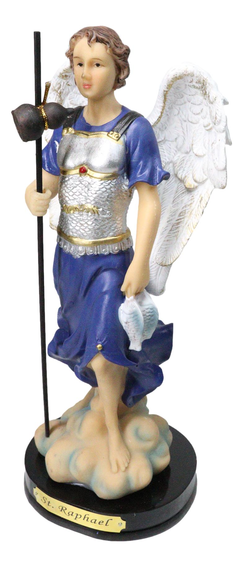 Saint Raphael Staff Archangel Saint Raphael Holding Staff And Fish Statue With Name Base 8 ...