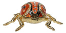 Orange Ladybird Beetle Ladybug Pewter Austrian Crystals Trinket Jewelry Box