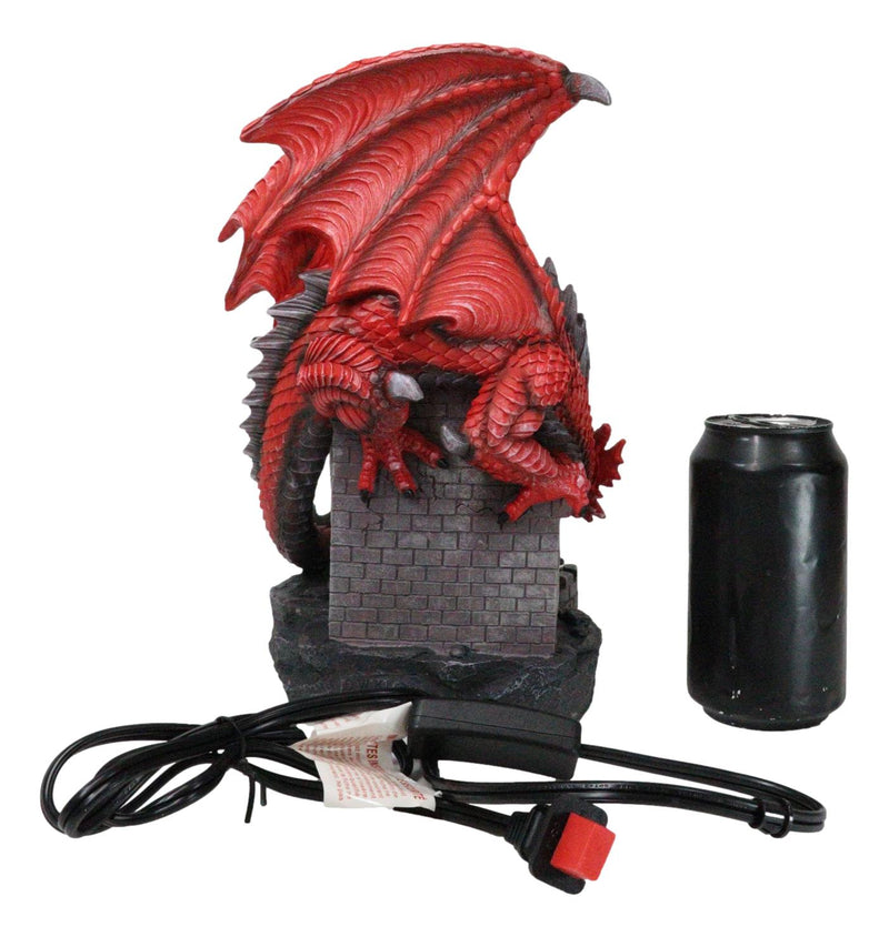 Large Dungeons Dragons Red Fire Dragon Guarding Castle Plasma Ball Lamp Statue