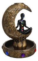 7 Chakra Gems Yoga Avatar Meditating On Crescent Moon Backflow Incense Holder