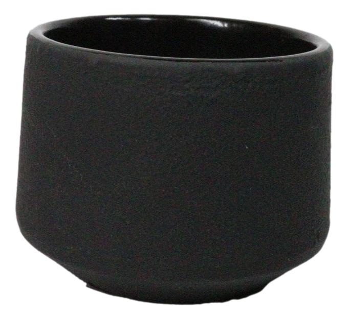 Black Modern Cylindrical Japanese Tetsubin Style Cast Iron Tea Cups Set of 4
