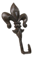 Pack Of 2 Cast Iron Rustic Fleur De Lis Emblem Wall Hook Towel Coat Hats Hangers