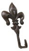 Pack Of 2 Cast Iron Rustic Fleur De Lis Emblem Wall Hook Towel Coat Hats Hangers