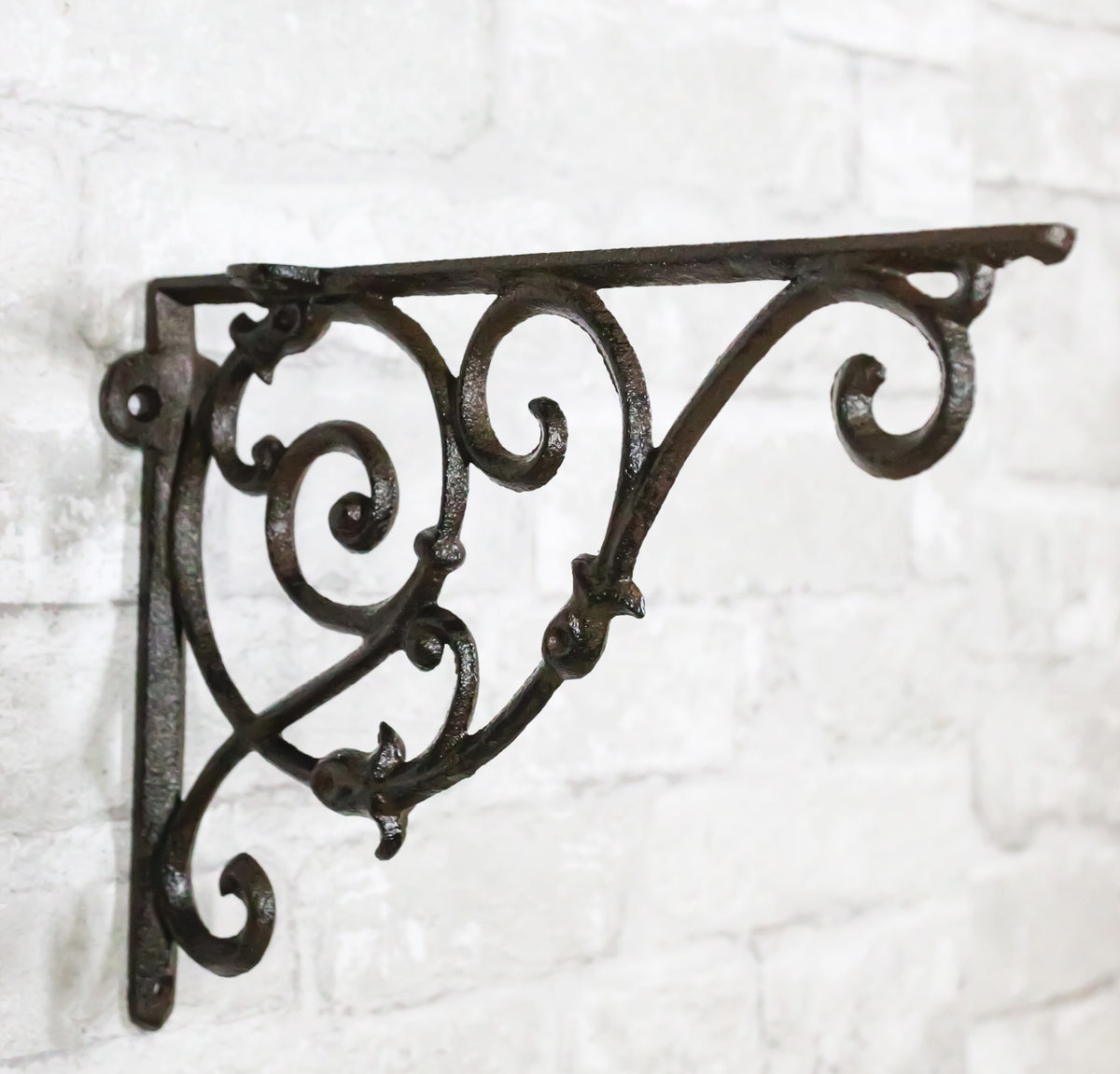 Pack of 2 Vintage Classic Rust Finish Wrought Iron Victorian Scroll Wall Hooks
