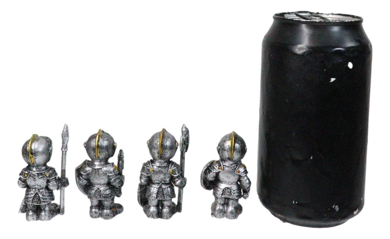 Set of 4 Medieval Suit of Armor Knights With Axe Sword Shields Mini Figurines