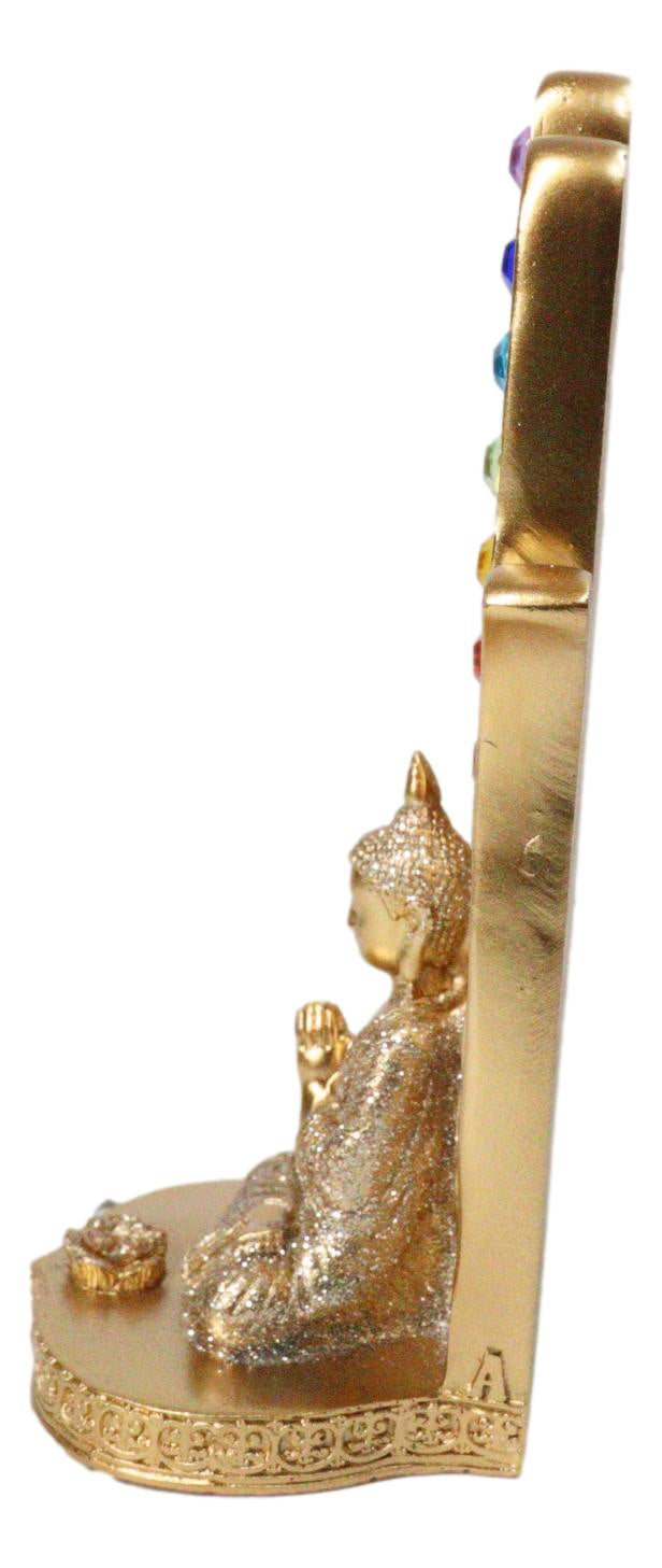 Golden Nirvana Hamsa Palm Buddha Rainbow Chakra Stones Incense Holder Figurine