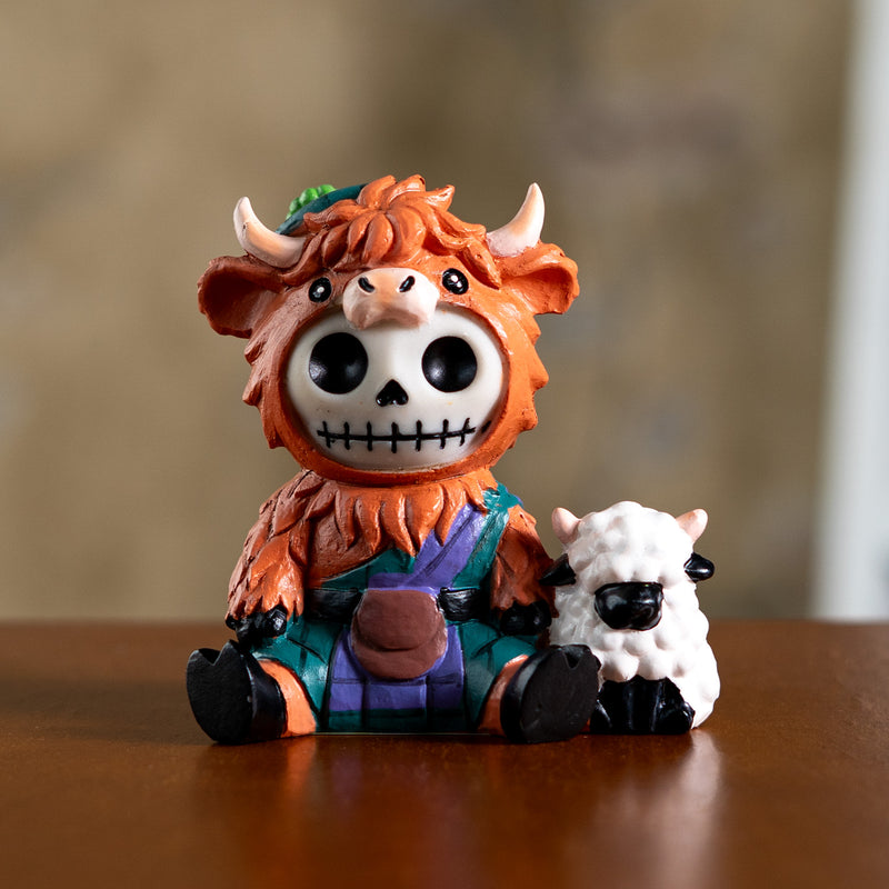 Furrybones Adorable MCBO Scottish Highlands Cow Skeleton Figurine Furry Bones