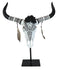 Large Rustic Western Tribal Black Roses Longhorn Cow Skull Desktop Plaque 32"H