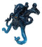 Nautical Marine Blue Giant Octopus Multi Point Tentacles Wall Hooks Sculpture