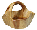 Rustic Hand Carved Crafted Burl Wood Tree Root Bowl Basket With Handle 12" Wide