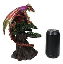 Metallic Red and Gold Dragon On Giant Tree With Faux Crystal Geode Core Figurine