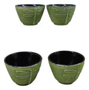 Pack Of 4 Green Tombo Dragonfly Cast Iron Tetsubin Textured Tea Cups 3oz