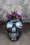 Macabre Wicca Magic Purple Hues Crystals Black Cranium Skull Figurine