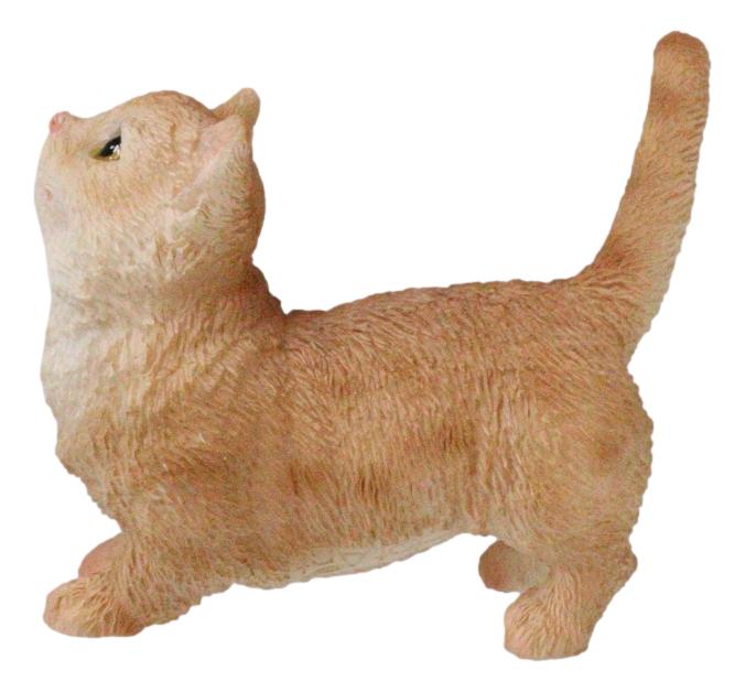 Realistic Curious Feline Orange Tabby Munchkin Cat Kitten Mini Figurine