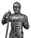 Kneeling Medieval Suit Of Armor Crusader Knight With Sword And Helmet Figurine