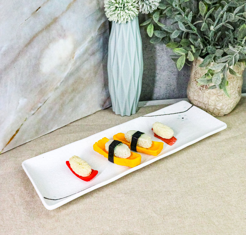 Pack Of 5 Yukino Hana Collection Ceramic Rectangular Serving Platter 14" Long