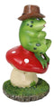 Western Outlaw Cowboy Frog On Mushroom Backflow Incense Cone Burner Figurine