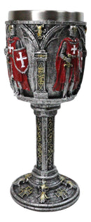 Medieval Swordsman Red Templar Crusader Knight Suit of Armor Wine Goblet