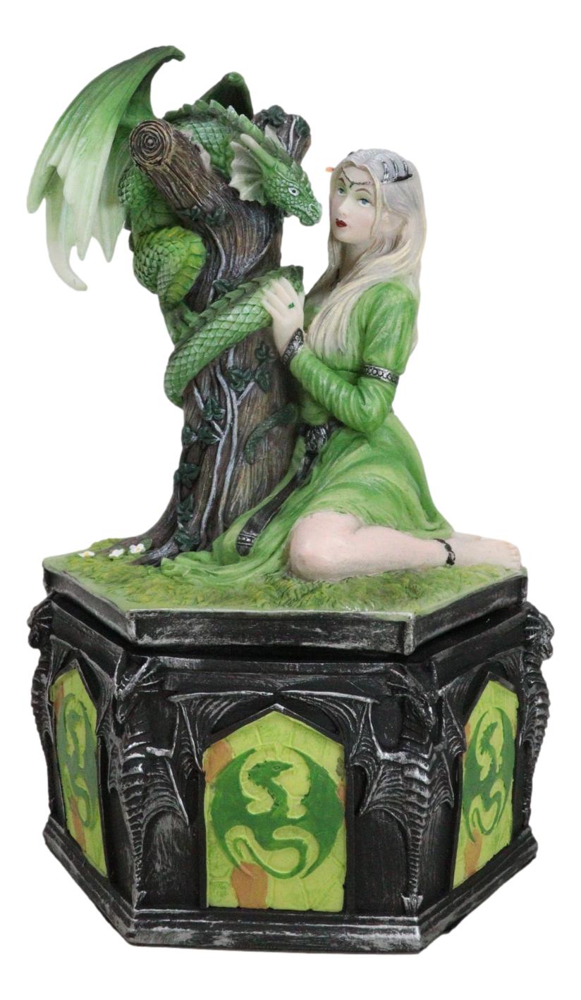 Spring Fall Summer Winter Seasons Friendship Fairy With Dragon Trinket Boxes Set