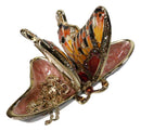 Orange Monarch Butterfly Pewter Austrian Crystals Bejewelled Trinket Jewelry Box