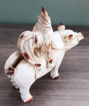 Rustic Country Farmhouse Chicken Rooster Riding On Pig Piggy Coin Money Bank