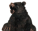 Western Black Bear On Rear Legs Roaring Bronze Electroplated Resin Decor Statue