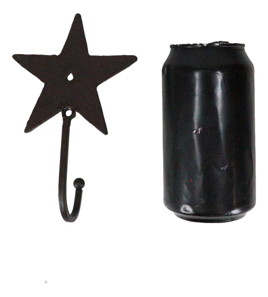Cast Iron Rustic Western Star Wall Hanger Coat Jacket Towel Hook Set Of 4 - Ebros Gift