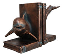 Sea Coastal Nautical Marine Bottlenose Dolphin Fishes Swimming Bookends Pair Set