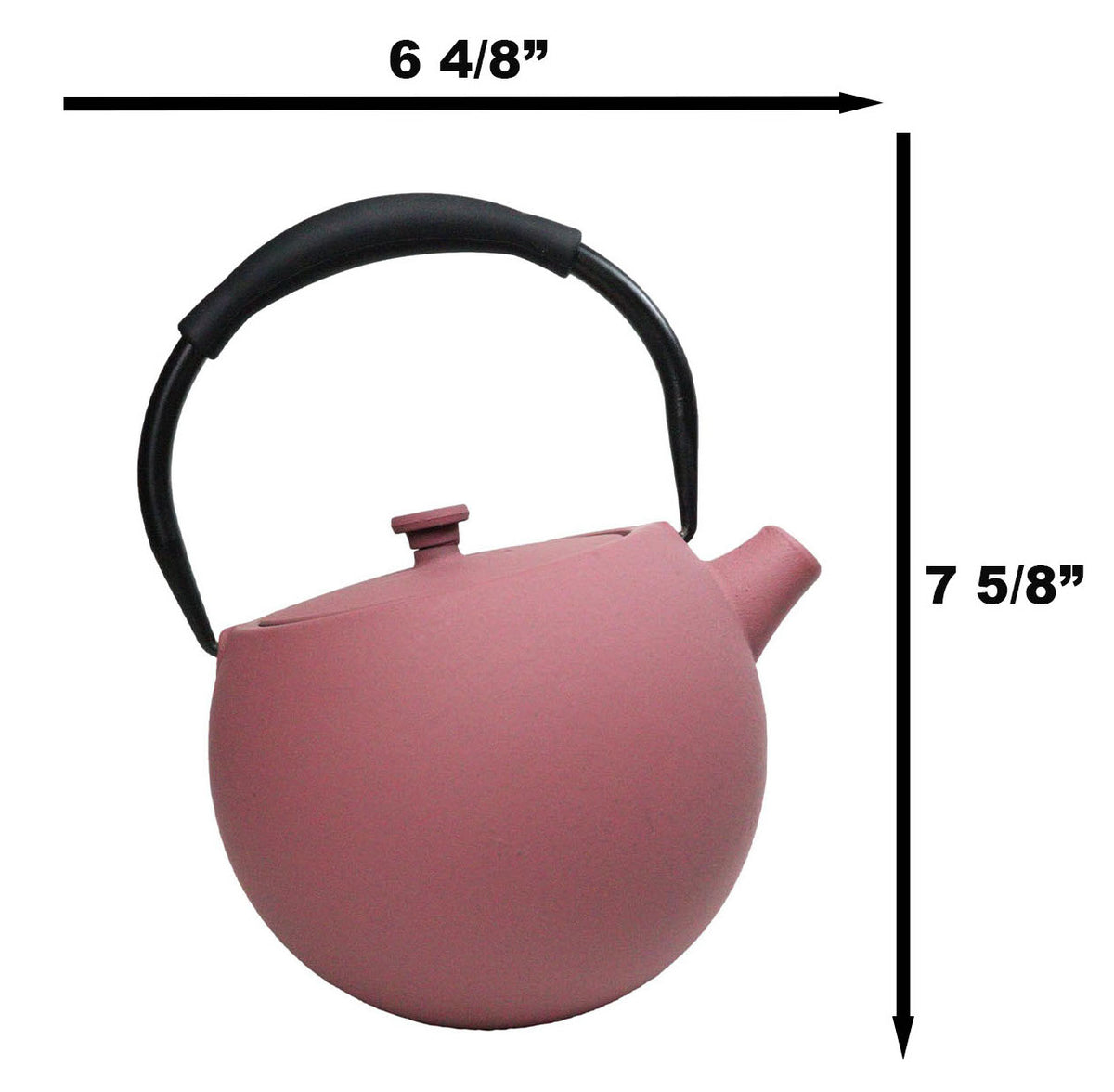 Pastel Pink Minimalistic Tilted Round Cast Iron Teapot 28oz Tea Pot With Handle