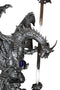 Stone Grey Dragon Holding Blue Orb and Drake Skull Sword Letter Opener Figurine