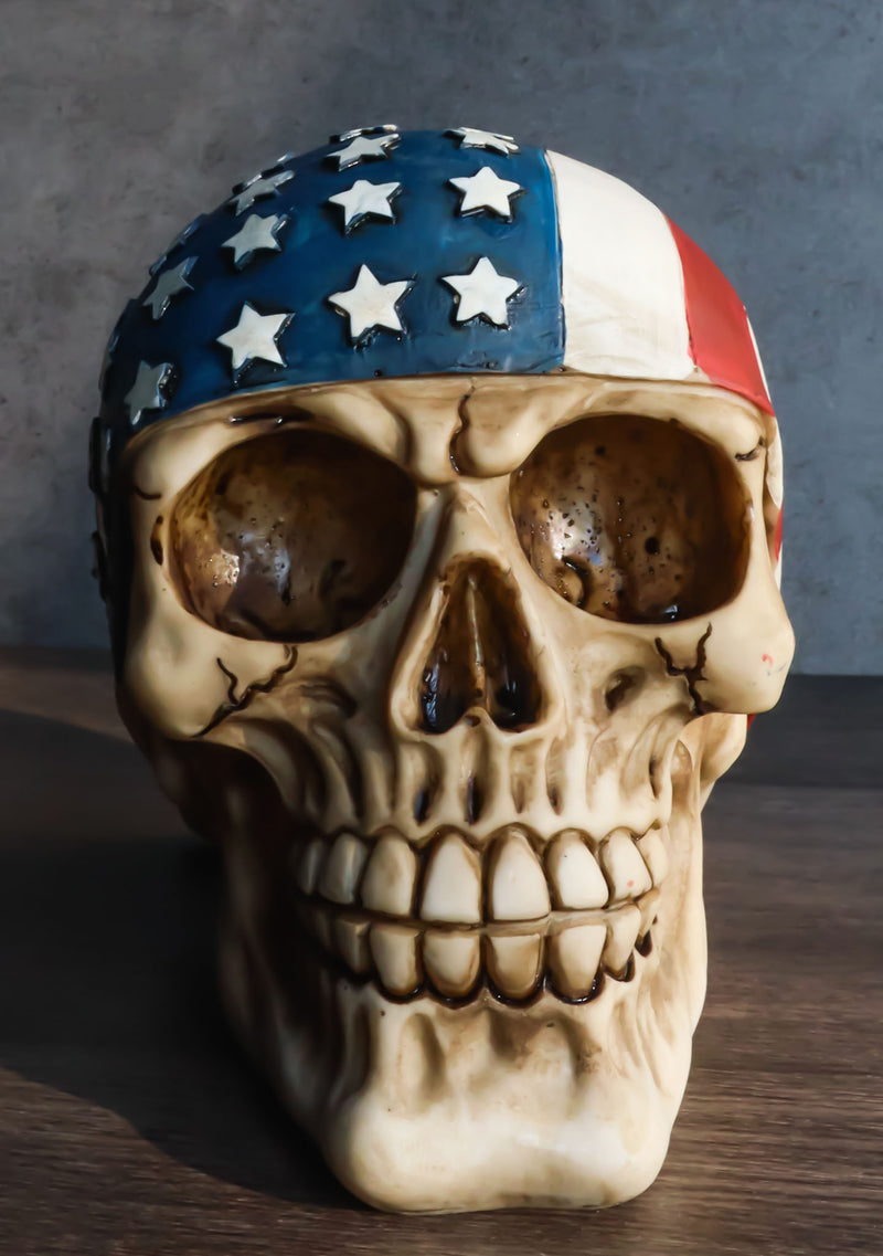 Independence Day Patriotic US Flag Stars And Stripes Skull Bandana Figurine