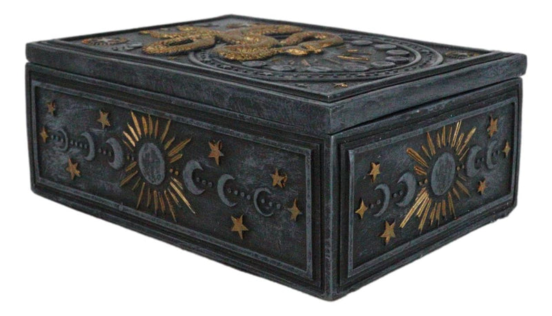 Wicca Occult Phases Of The Moon Celestial Astrology 2 Serpent Snakes Trinket Box