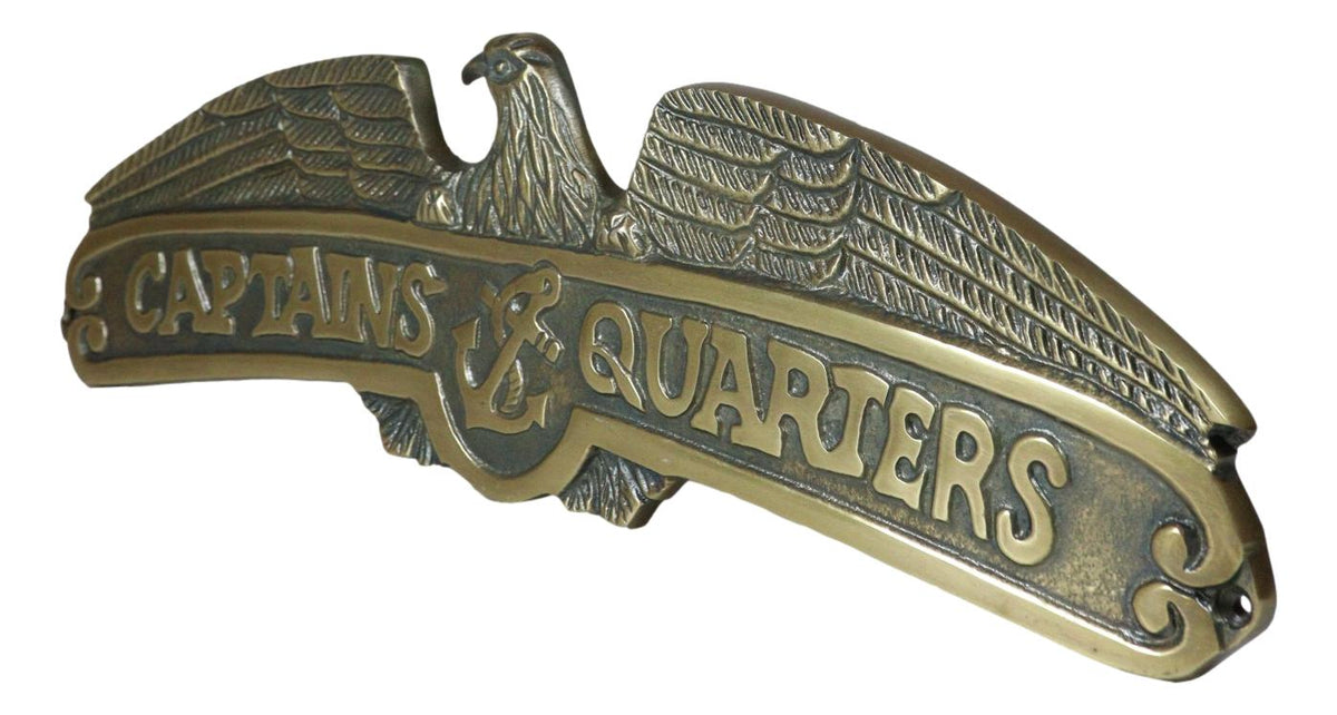 Nautical Marine Captains Quarters Eagle Sailor Anchor Aluminum Wall Decor Plaque - Ebros Gift