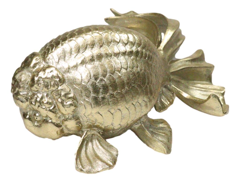 Auspicious Realistic Goldfish Gold Fish Sculpture 8"L Nautical Marine Decor