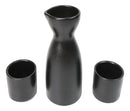 Minimalistic Black Kokuyo Porcelain Japanese Wine Sake Flask With 2 Cups Set