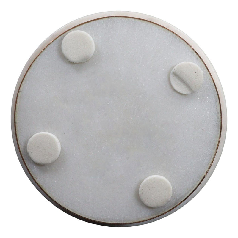 Set Of 4 Marble And Copper Hardware Round Canister Container Storage Jars W/ Lid