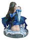 Kneeling Blue Artic Frozen Ice Princess Fairy with Crystal Ball Small Figurine