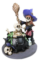 Day Of The Dead Bewitching Kitchen Skeleton Witch Raven Potion Cauldron Figurine