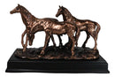 Large 15" Western Equine Beauty Three Horses Bronze Electroplated Resin Figurine