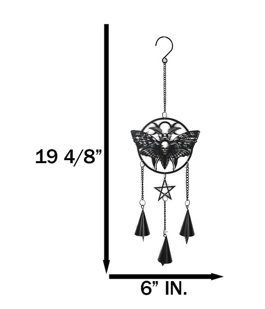 Macabre Death's Head Skull Black Moth Pentagram Wall Hanging Decoration Chime